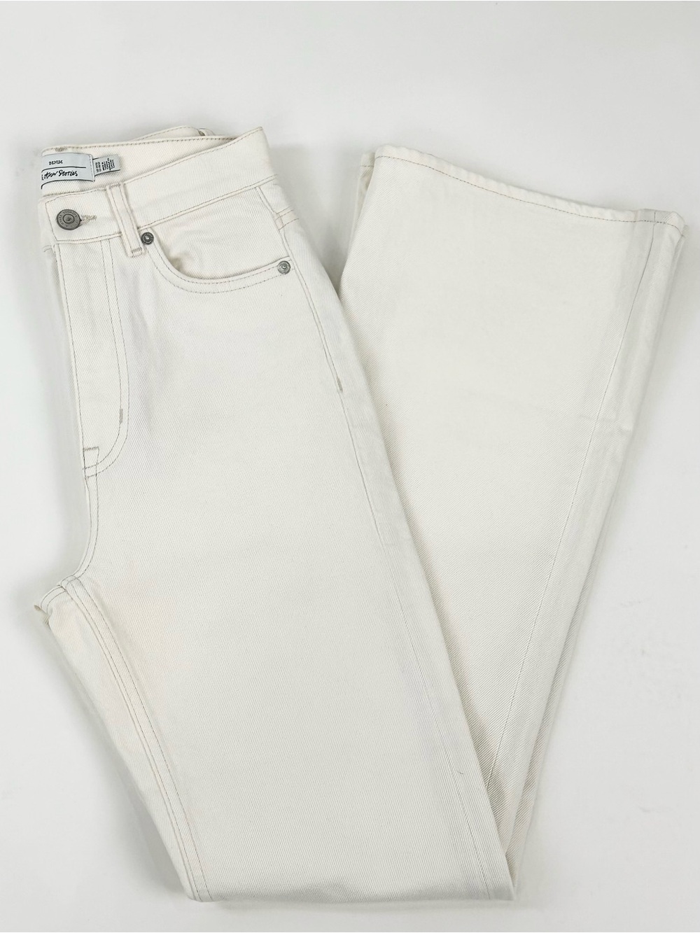 & Other Stories High Rise Flare Jeans 26/32 Ivory White Stretch Denim